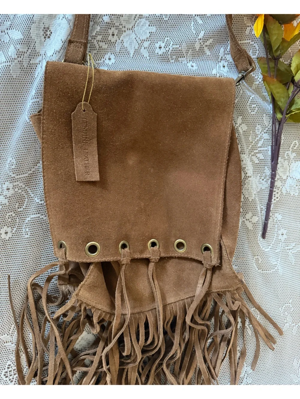 Naturalizer brown Suede leather Fringe Hobo Bag